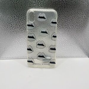 Rebecca Minkoff Double Up Series Case for Apple iPhone XR- Clear/Glitter Lips